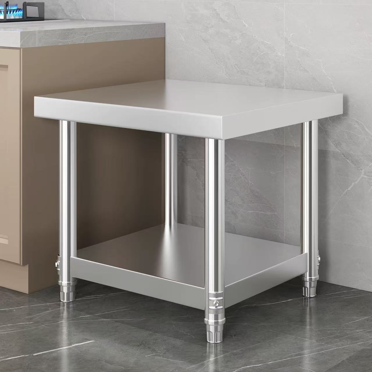 Commercial Kitchen Bench - Customizable 201/304 stainless steel workbench, double-sided