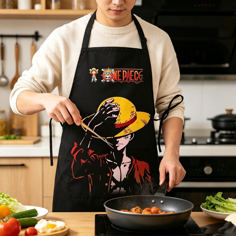 Commercial Kitchen Set - One Pieces Luffy Apron Printed Cartoon
