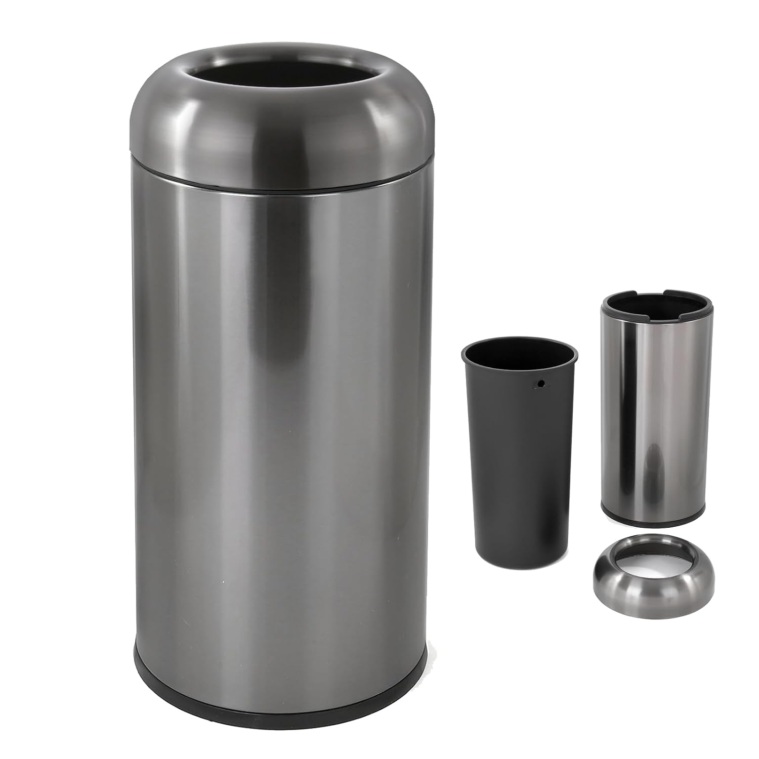 Commercial Kitchen Bin - Dark‑Silver 16 Gallon Large Commercial Trash