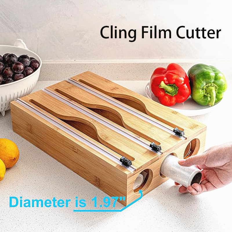 3 In 1 Bamboo Foil Cling Film  - огляд і ціна Commercial Kitchen Utensil Organizer