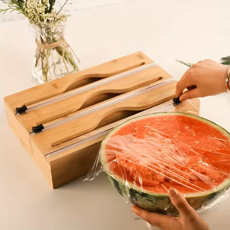3 In 1 Bamboo Foil Cling Film  - огляд і ціна Commercial Kitchen Utensil Organizer