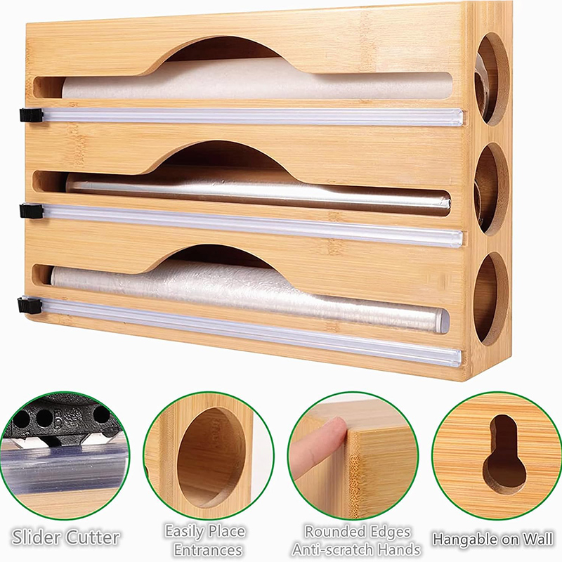 3 In 1 Bamboo Foil Cling Film  - огляд і ціна Commercial Kitchen Utensil Organizer