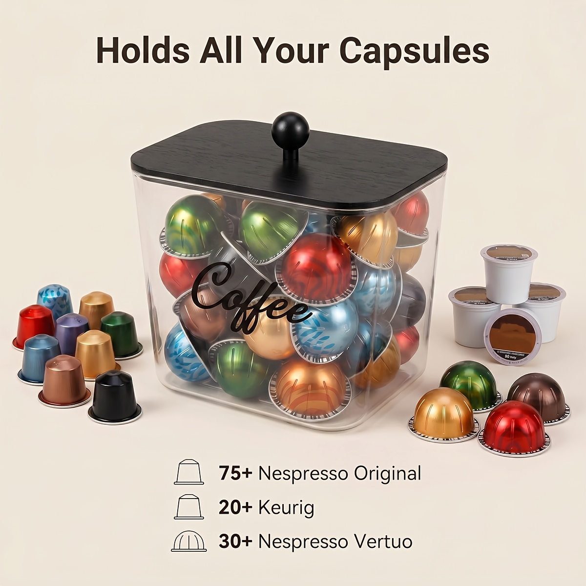 Coffee Pod Holder with Lids Pl - огляд і ціна Commercial Kitchen Utensil Organizer