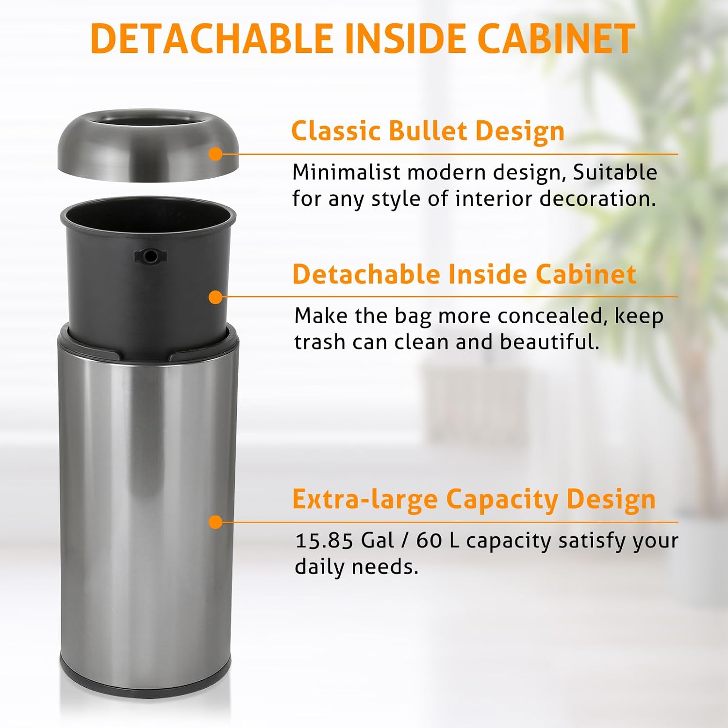 Dark‑Silver 16 Gallon Large Co - огляд і ціна Commercial Kitchen Bin
